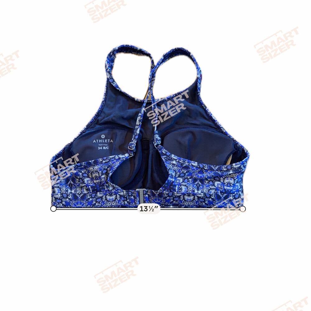 Athleta Bikini Top Womens Size M Blue Geometric High Neck Racerback Swim - Picture 5 of 5